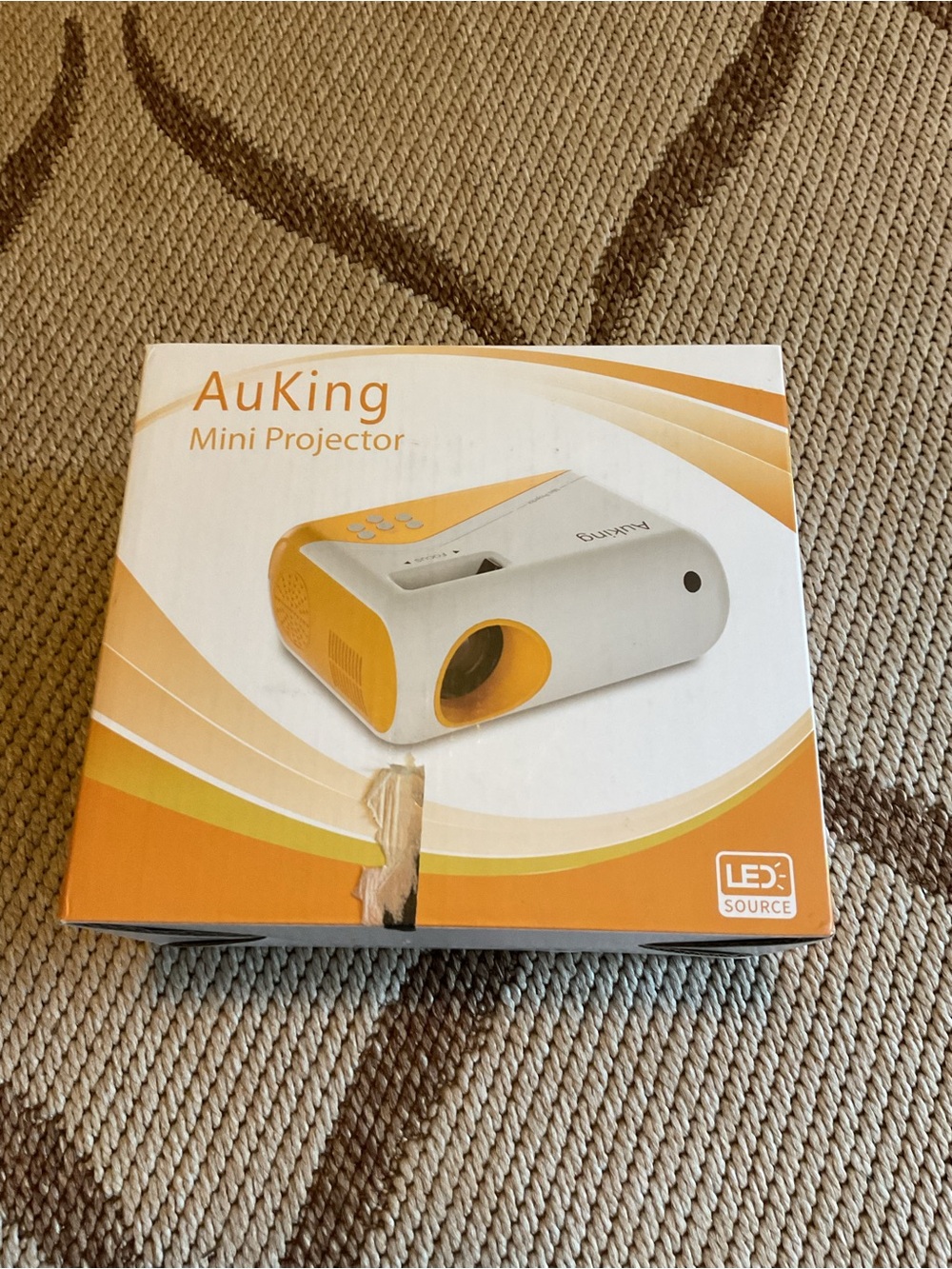 Yellow & White Mini Projector - Portable LED Home Theater